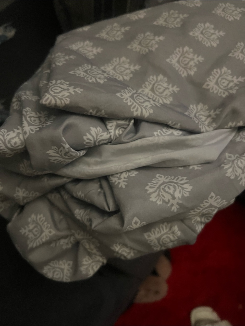 Gray Printed 3piece sheet set flat fitted pillow case  Neutral Pattern